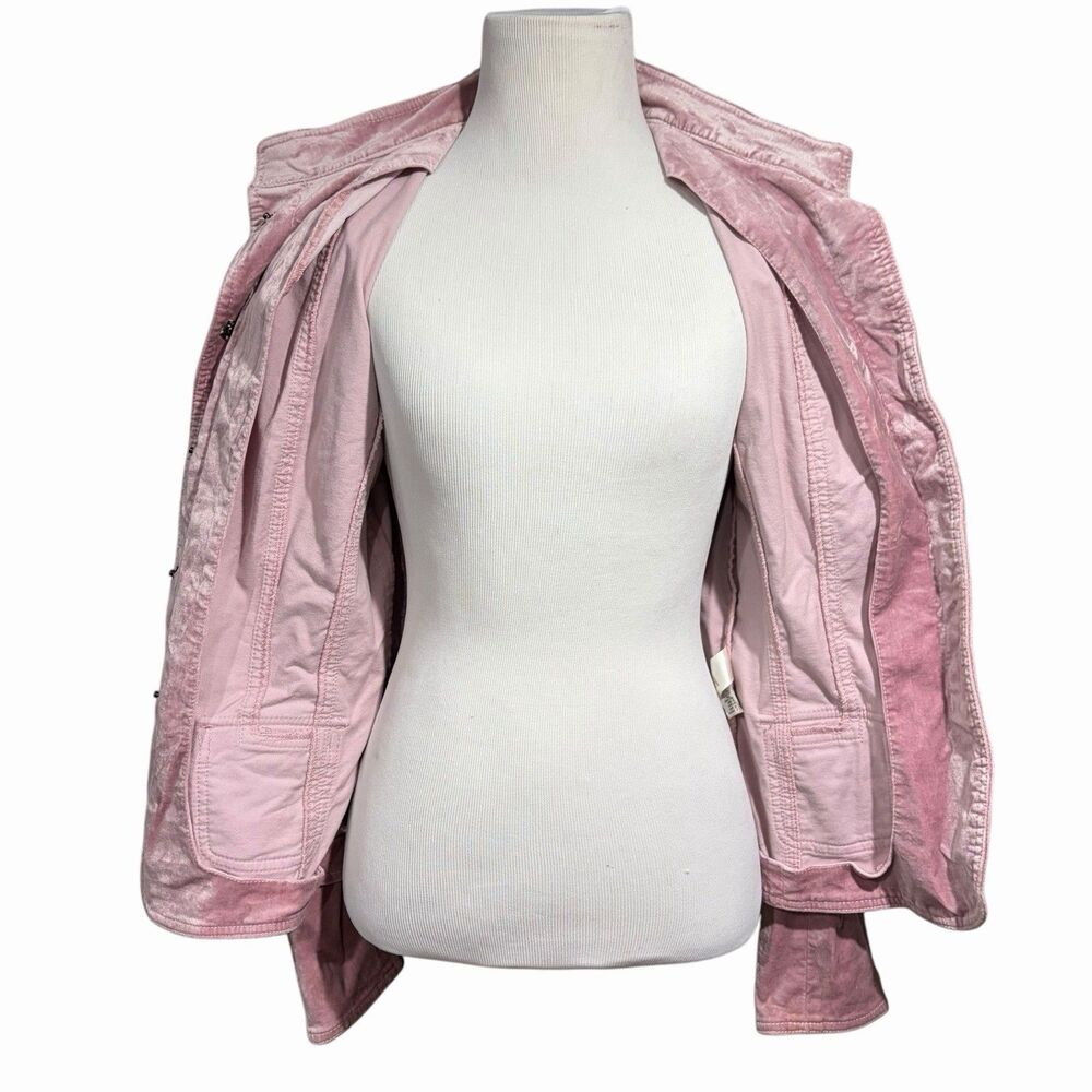 Gianni Bini Pink Crushed Velvet Blazer Jacket Size 8 Victorian Belted Y2K - Picture 3 of 14